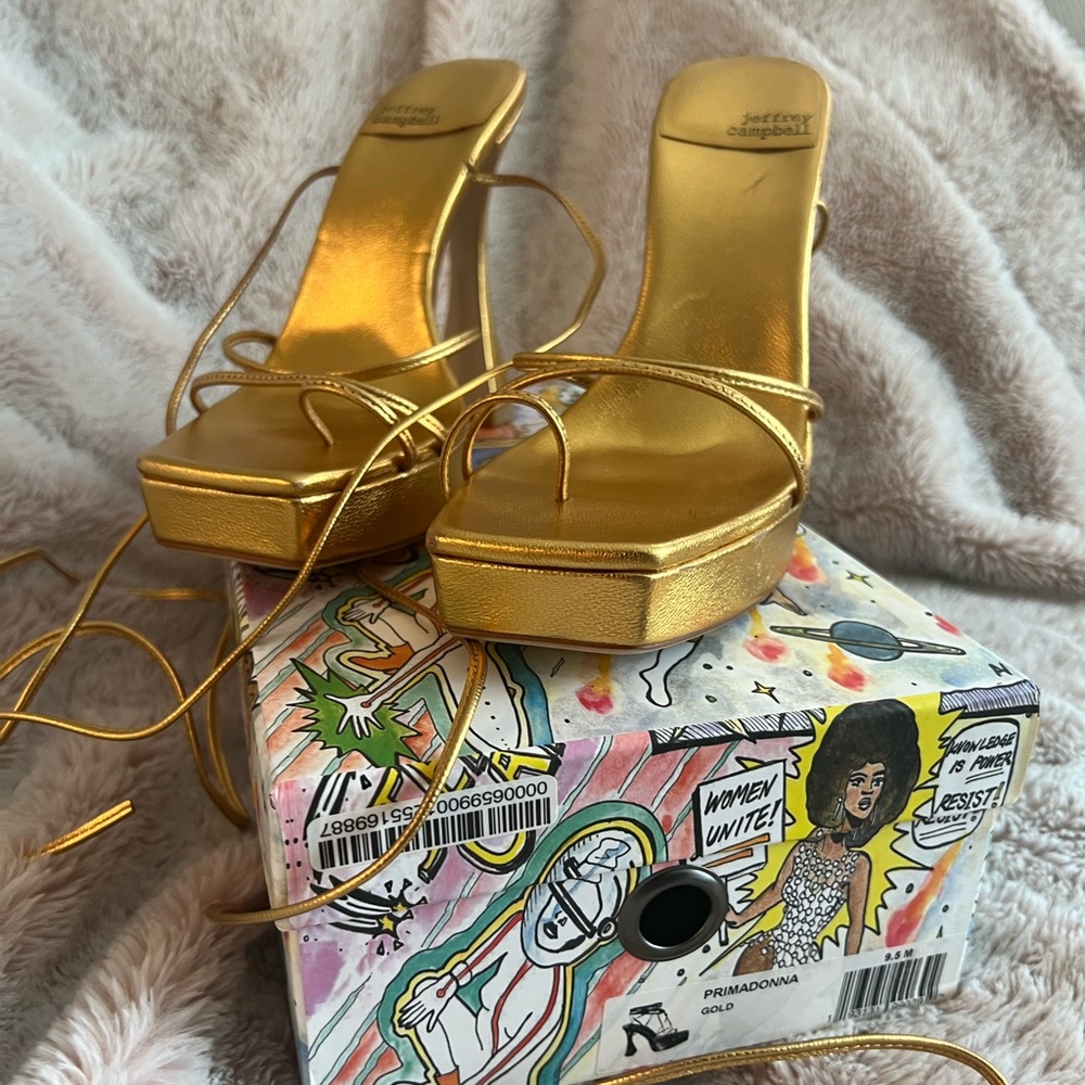Gold strap heels